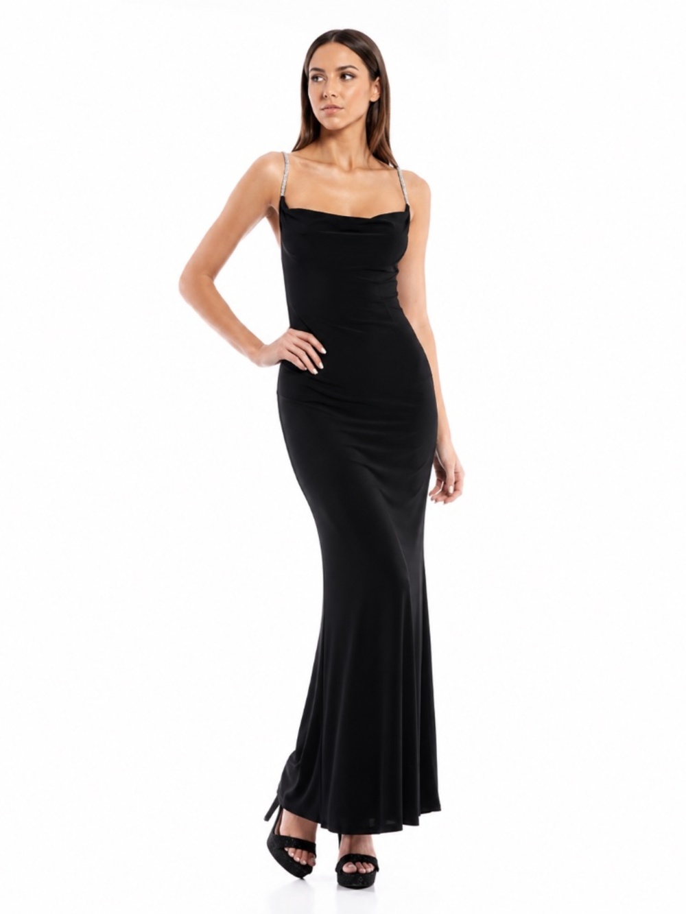 NWT INC Jeannie Mai X INC Satin Maxi Dress w/ Rhinestone Straps Plus Size 16